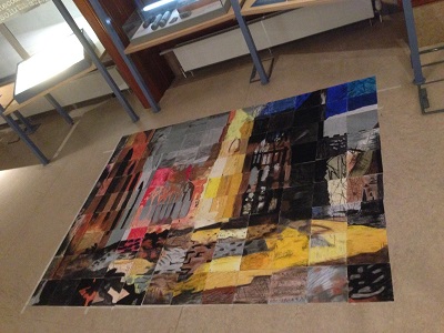 a large floor collage 